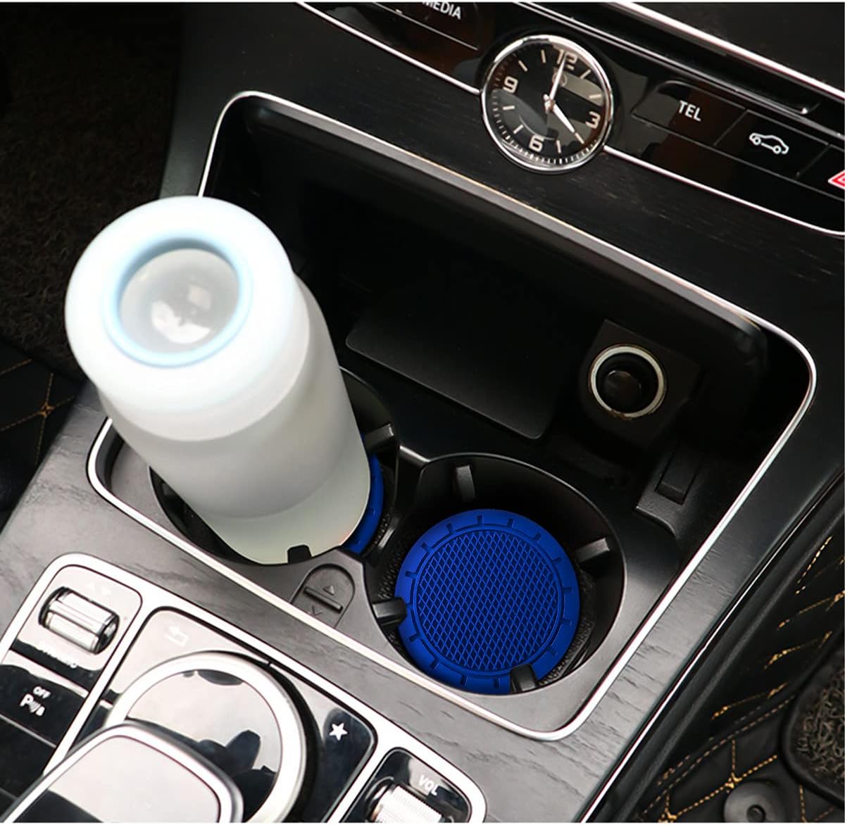 4 Pack Car Cup Holder Coaster, 2.75 Inch Diameter Non-Slip Universal Insert Coaster, Durable, Suitable for Most Car Interior, Car Accessory for Women and Men (Deep Blue)