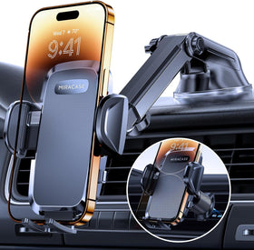 Phone Holders for Your Car, [Thick Case & Heavy Phone Friendly] Universal Cell Phone Car Mount, 3-in-1 Phone Mount for Car Dashboard Windshield Air Vent Fit for All Smartphones
