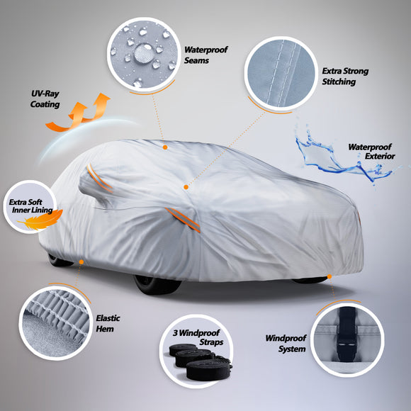 Waterproof All Weather Car Cover compatible with 1995-2021 Lexus LX, Heavy Duty Outdoor/Indoor Protection, Max Protection from Sun Rain Wind & Snow
