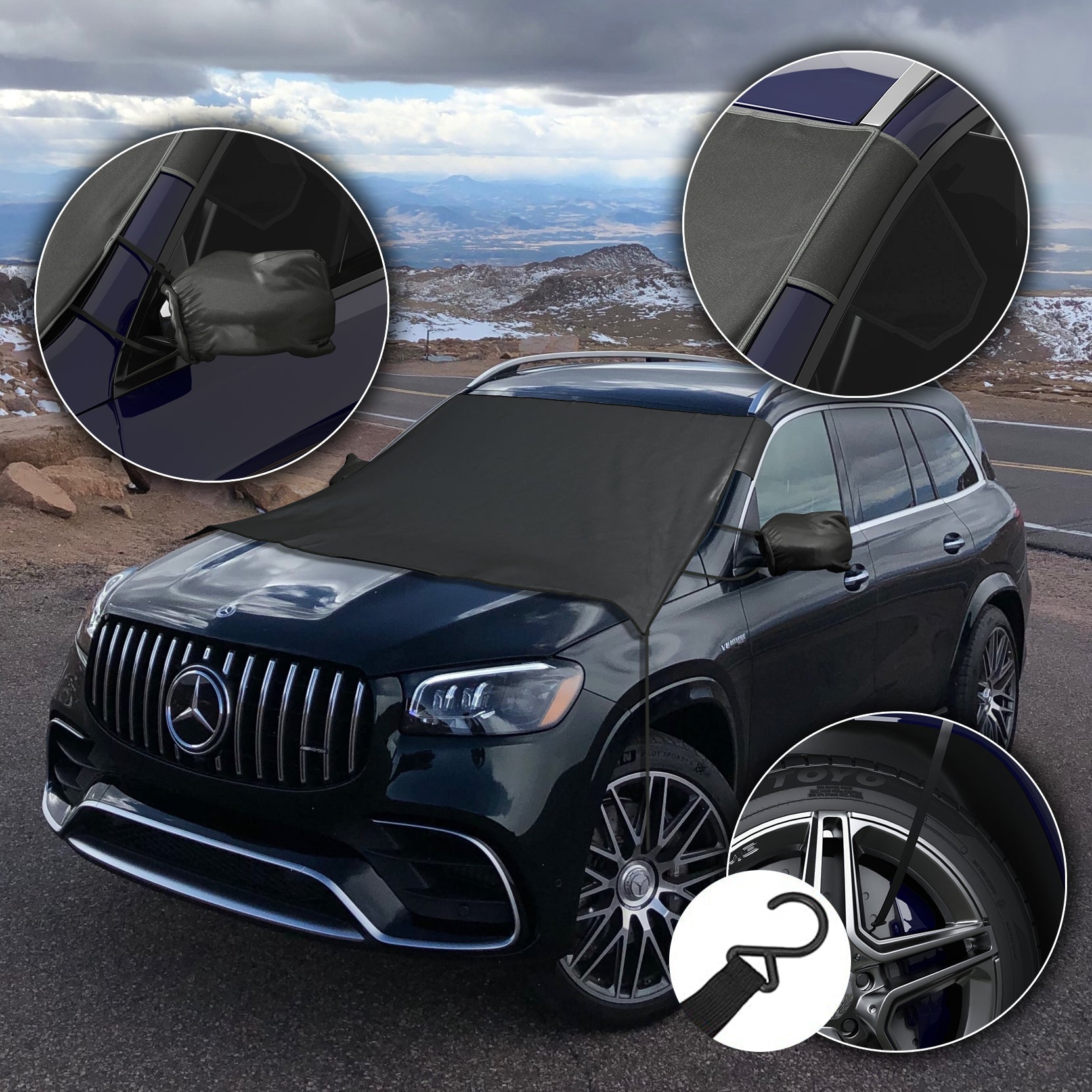 AutoTech Park Custom-fit Snow Cover Compatible with 2005-2010 Honda Odyssey, Windshield Cover comes with Rear Mirror Cover