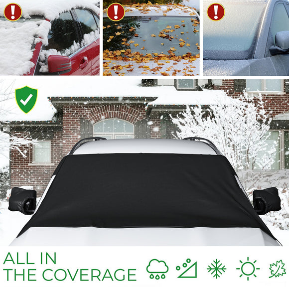 AutoTech Park Custom-fit Snow Cover Compatible with 2020-2024 Ford Bronco (NOT compatible with Bronco Sport), Windshield Cover comes with Rear Mirror Cover