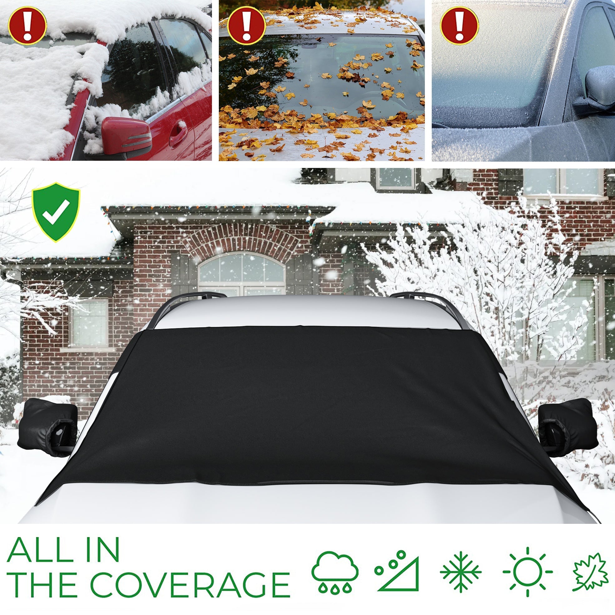 AutoTech Park Custom-fit Snow Cover Compatible with 2005-2010 Honda Odyssey, Windshield Cover comes with Rear Mirror Cover
