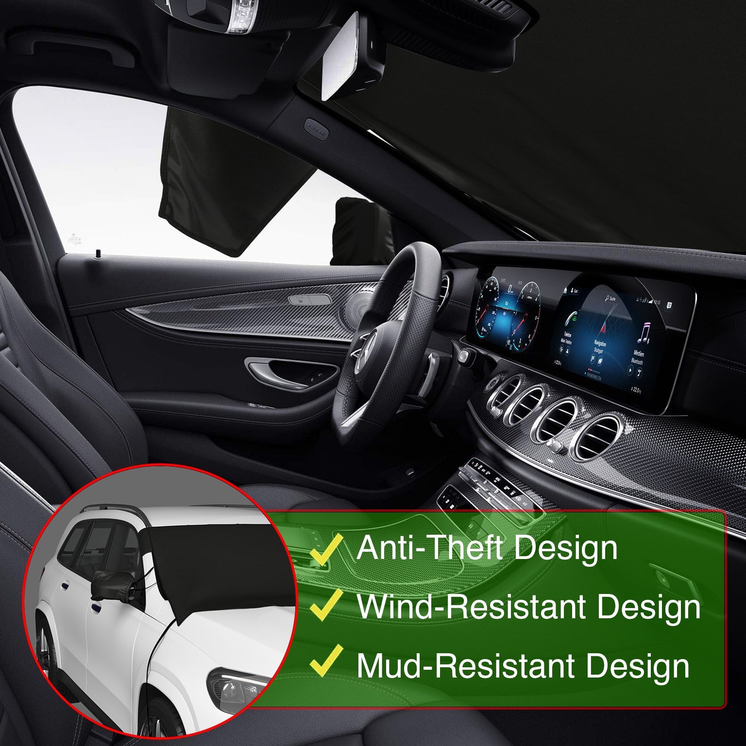 AutoTech Park Custom-fit Snow Cover Compatible with 2005-2010 Honda Odyssey, Windshield Cover comes with Rear Mirror Cover